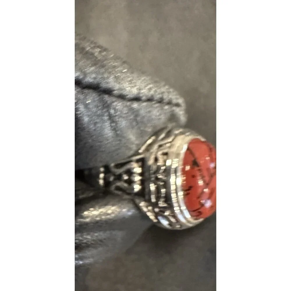 Premier Designs Spice Red Black Silver Fashion Ring Women 17 US 7 NEW